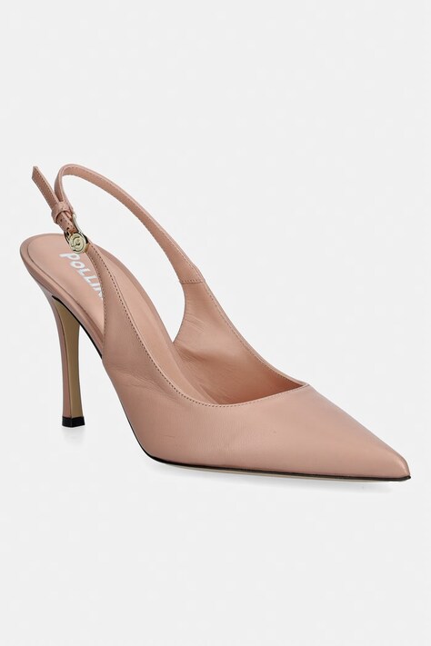 Pollini szpilki skórzane kolor beżowy SA10039M1OTE0609