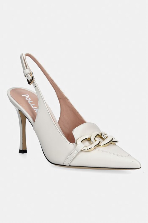 Pollini szpilki skórzane kolor beżowy SA10109M1OTC0101