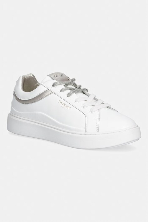 Twinset sneakersy skórzane damskie kolor biały 261TCP016