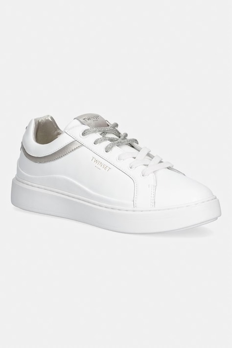 Twinset sneakersy skórzane damskie kolor biały 261TCP016
