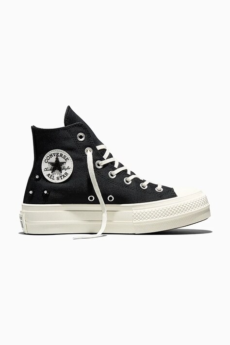 Πάνινα παπούτσια Converse Chuck Taylor All Star Lift χρώμα: μαύρο, A17787C