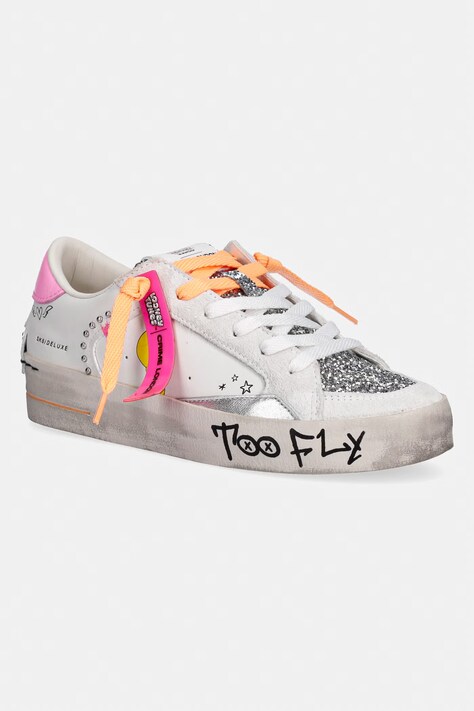 Crime London SK8 DELUXE γυναικεία sneakers από δέρμα λευκά 88110PP8