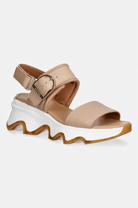 Sorel sandały KINETIC IMPACT WEDG damskie kolor beżowy na platformie 2157671246