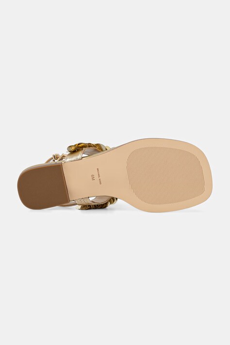 MICHAEL Michael Kors sandały na niskim obcasie damskie skórzane Loretta Thong Sandal złote 40S6LRFS2Q.740