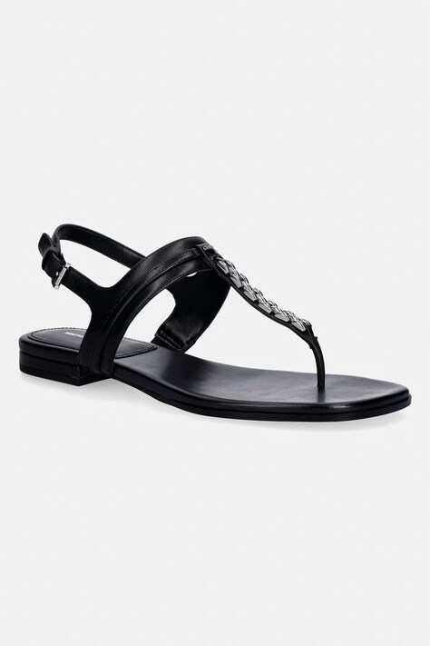 MICHAEL Michael Kors sandále na plochom podpätku dámske kožené Marcia Thong Sandal čierne 40S6MCFS1L.001