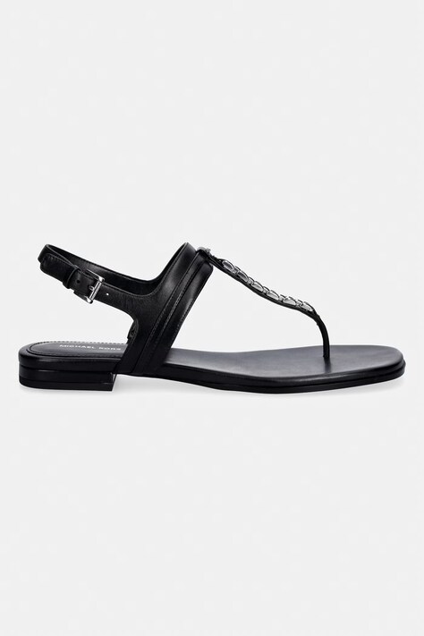 MICHAEL Michael Kors босоніжки пласкі жіночі шкіряні Marcia Thong Sandal — SS26-OBD3ED, чорний — фото 2
