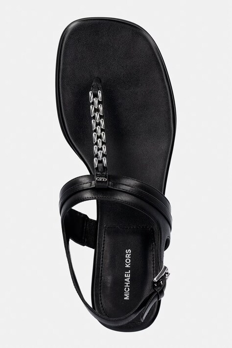 MICHAEL Michael Kors босоніжки пласкі жіночі шкіряні Marcia Thong Sandal — SS26-OBD3ED, чорний — фото 4