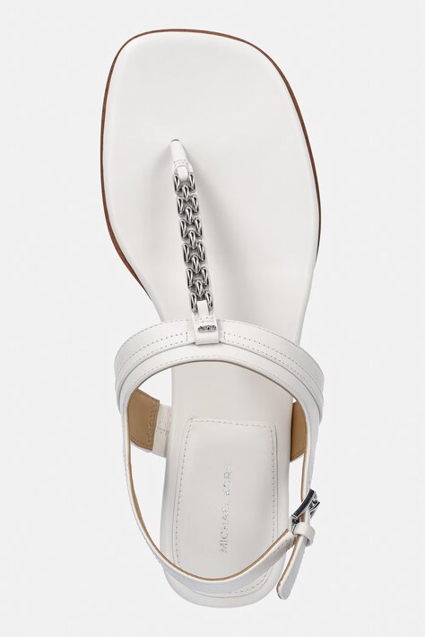 MICHAEL Michael Kors босоніжки на пласкому підборі жіночі шкіряні Marcia Thong Sandal — SS26-OBD3EE, білий — фото 4