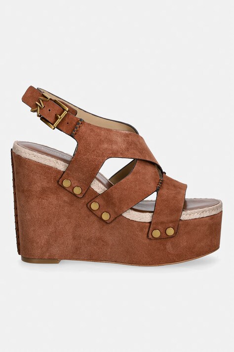 Замшеві сандалі MICHAEL Michael Kors Raven Wedge Sandal — SS26-OBD3EW, коричневий — фото 2