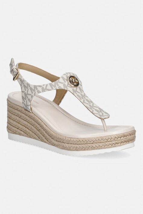 Πέδιλα MICHAEL Michael Kors Val Thong Wedge χρώμα: μπεζ, 40S6VAMS1B.150