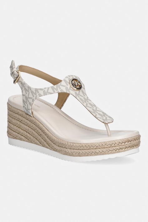 Πέδιλα MICHAEL Michael Kors Val Thong Wedge χρώμα: μπεζ, 40S6VAMS1B.150