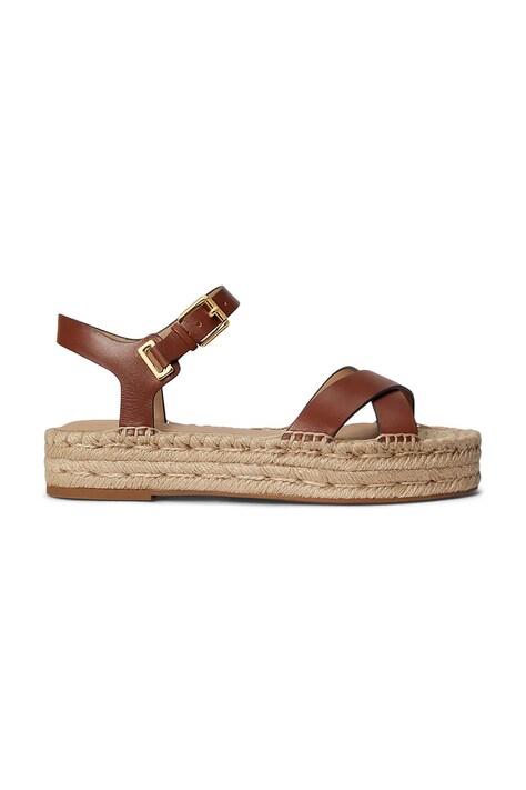 Lauren Ralph Lauren sandale cu platformă pentru femei, din Piele Emeryn maro 802P06400001