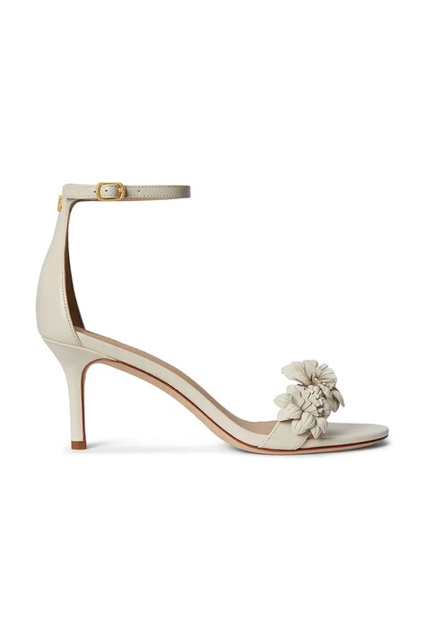 Lauren Ralph Lauren sandale cu toc înalt din piele Allie M Flwr bej 802P10640001
