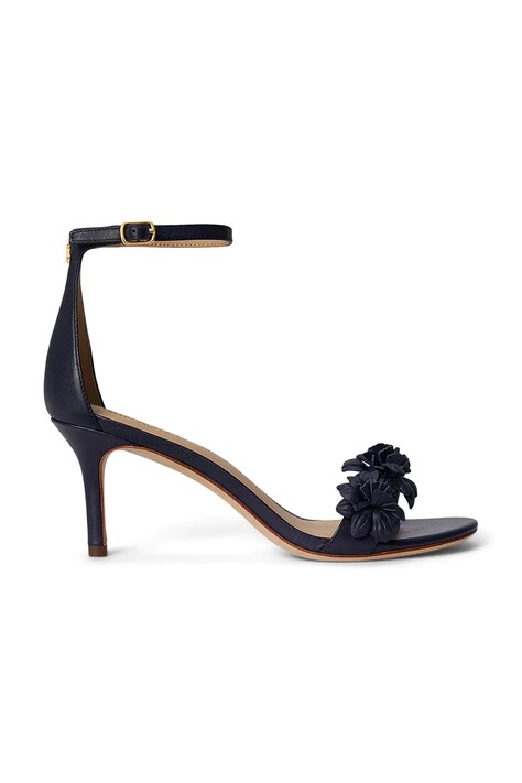 Lauren Ralph Lauren sandále na vysokom podpätku kožené Allie M Flwr tmavomodré 802P10640002