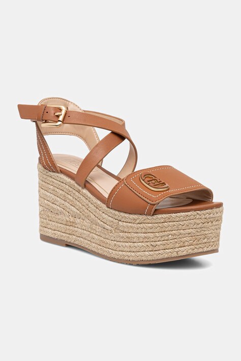 Liu Jo sandały na koturnie skórzane BALI 01 brązowe SA6083P0102S3804