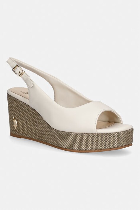 Πέδιλα U.S. Polo Assn. ALYSSA021A χρώμα: μπεζ, ALYSSA021W/6Y1