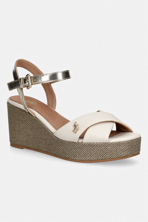 Πέδιλα U.S. Polo Assn. ALYSSA027 χρώμα: μπεζ, ALYSSA027W/6Y1