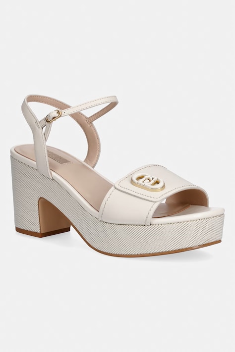 Liu Jo sandały na słupku skórzane HARPER 04 beżowe SA6119P0102S1400