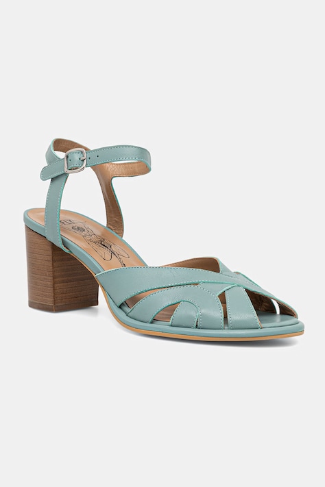 Fly London sandále na podpätku kožené MEBU450FLY tyrkysové P145450001