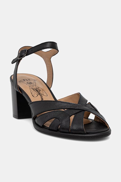 Fly London sandále na podpätku koža MEBU450FLY čierne P145450003