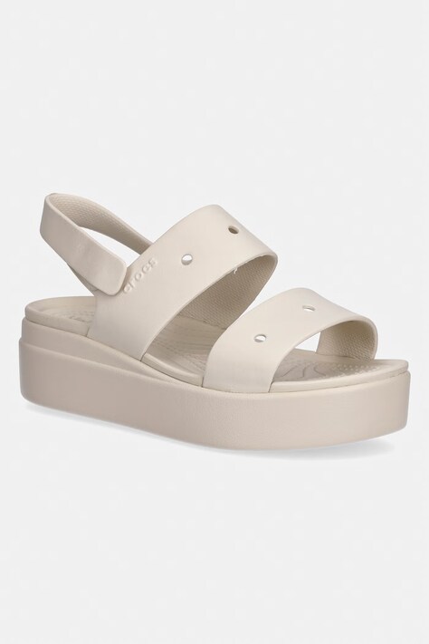 Crocs sandały na koturnie damskie Brooklyn 4U beżowe 210676
