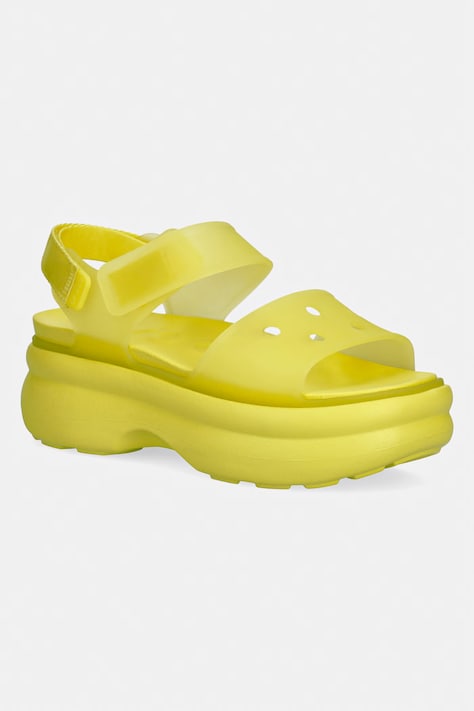 Crocs sandały na platformie damskie Soho Frosted Y Strap Sandal zielone 212651