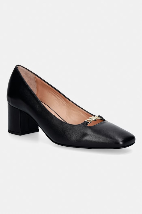 Love Moschino czółenka skórzane kolor czarny na słupku JA10185G1OIE0000