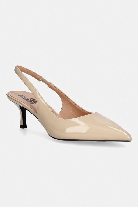 Love Moschino szpilki skórzane kolor beżowy JA10336G1OIH0104