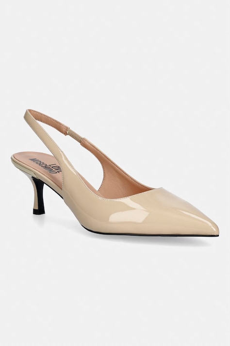 Love Moschino szpilki skórzane kolor beżowy JA10336G1OIH0104