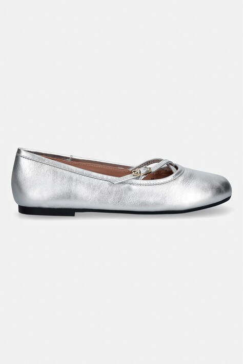Love Moschino baleriny skórzane kolor srebrny JA11111G1OIF090B