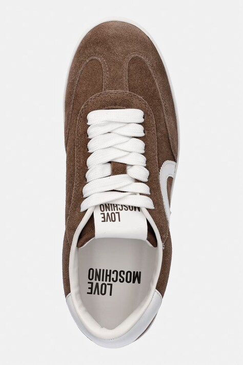 Love Moschino sneakersy zamszowe damskie kolor brązowy JA15112G1OIG0203