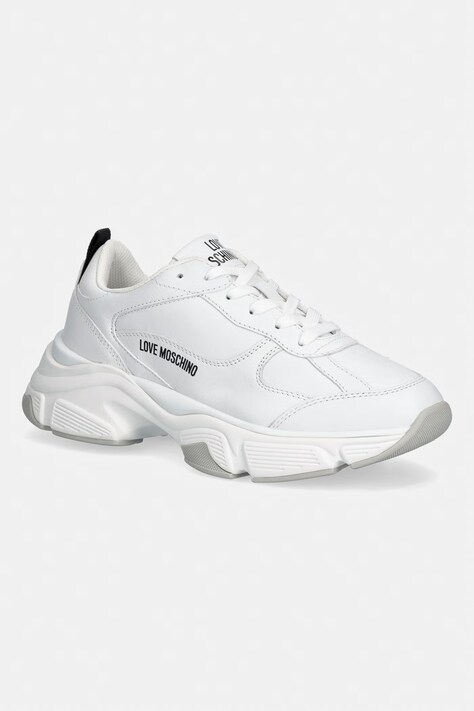 Love Moschino sneakersy skórzane damskie kolor biały JA15246G1OIA0100