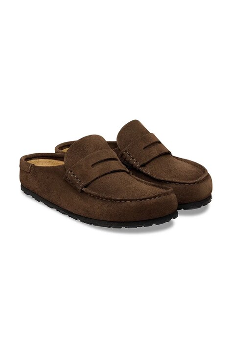Замшеві шльопанці Birkenstock Naples — SS26-OBD3YG, коричневий — фото 3