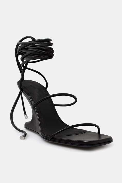 Rick Owens Lilies Cantilever 8 sandále na platforme po celej dĺžke dámske kožené čierne LI01F7804.LLP