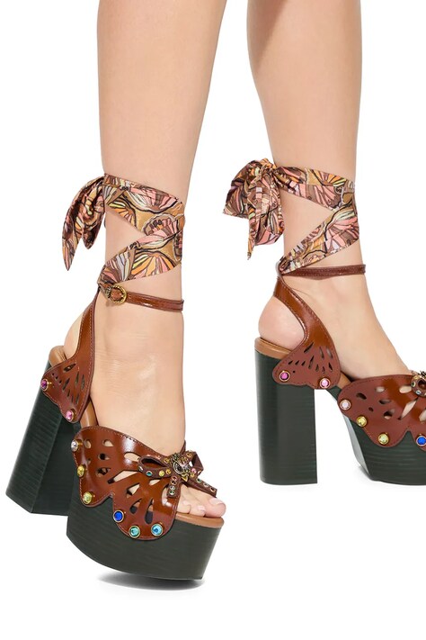 Kurt Geiger London босоніжки шкіряні Butterfly Platform Sdl — SS26-OBD416, коричневий — фото 6