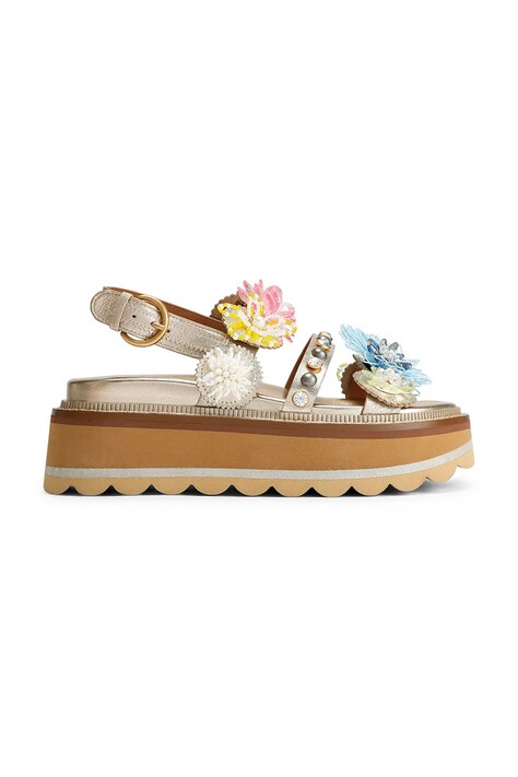 Kurt Geiger London sandały na platformie damskie skórzane Octavia Sling Flatform złote 5612461109