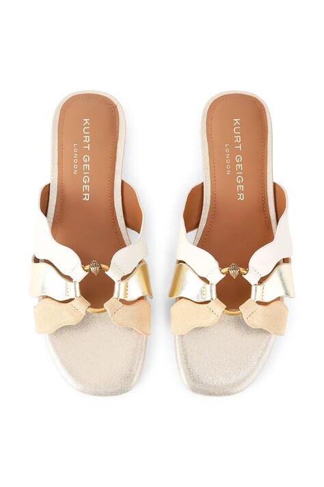 Kurt Geiger London шльопанці на пласкому підборі жіночі шкіряні Sun Wave Flat Sandal — SS26-OBD41P, золотий — фото 2