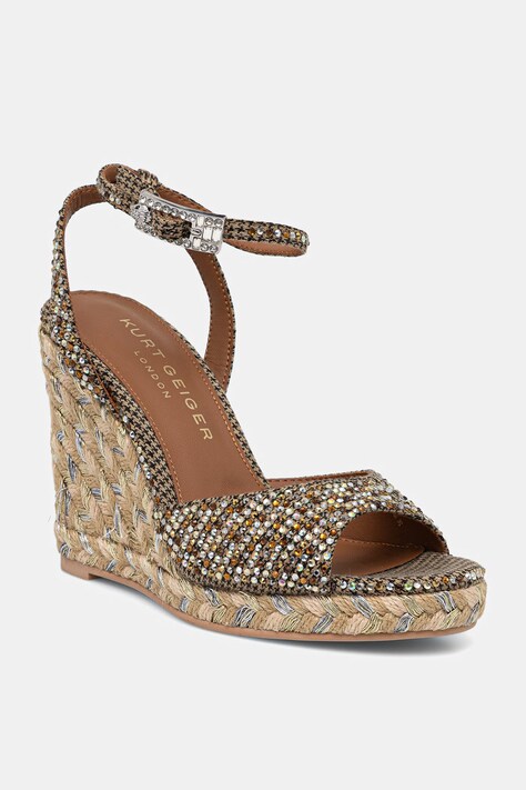 Kurt Geiger London sandały na koturnie Espadrille Wedge brązowe 5601043609
