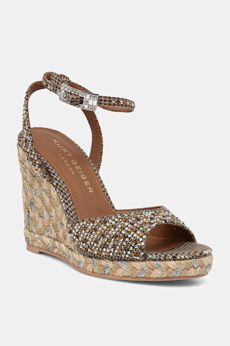 Kurt Geiger London sandały na koturnie Espadrille Wedge brązowe 5601043609