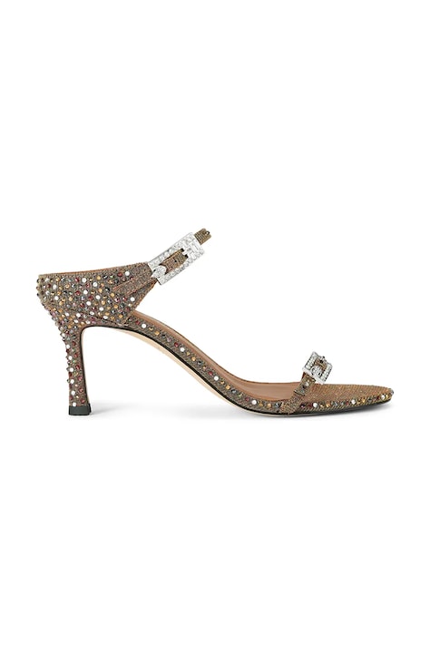 Kurt Geiger London sandały na wysokim obcasie Strass Double Buckle Sdl brązowe 5602568689