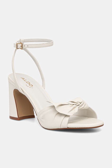 Aldo sandały na słupku skórzane ANGELKNOT beżowe 14039537