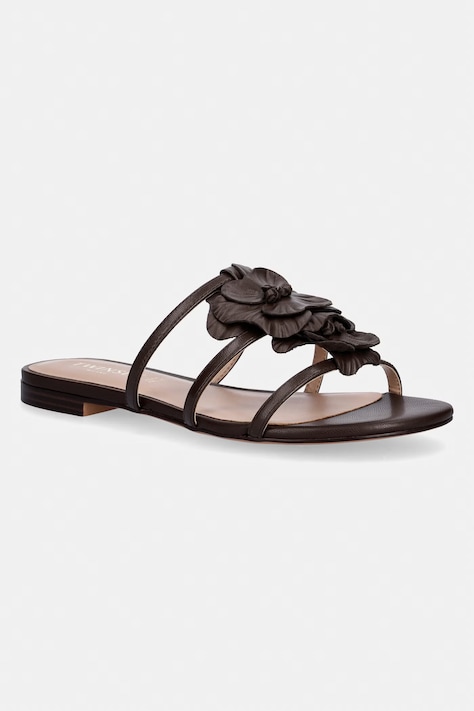 Twinset klapki damskie skórzane brązowe 261TGT084