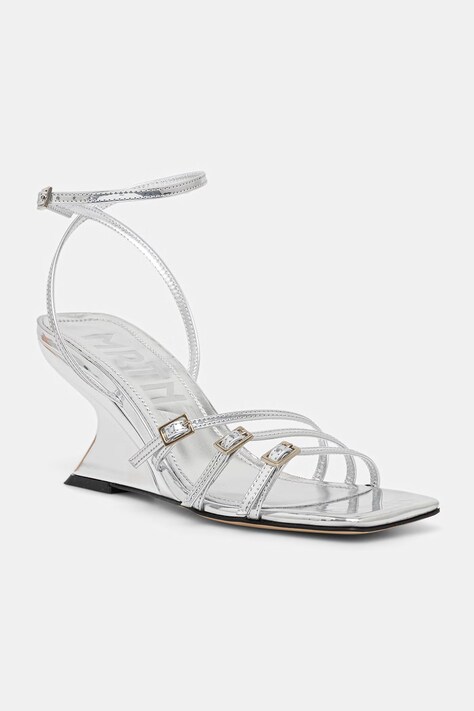 Souliers Martinez sandały na koturnie skórzane EDEN srebrne EDEN