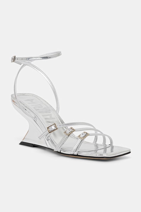 Souliers Martinez sandały na koturnie skórzane EDEN srebrne EDEN