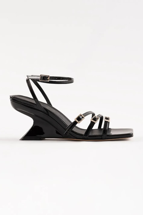 Souliers Martinez босоніжки на танкетці шкіряні EDEN чорні EDEN