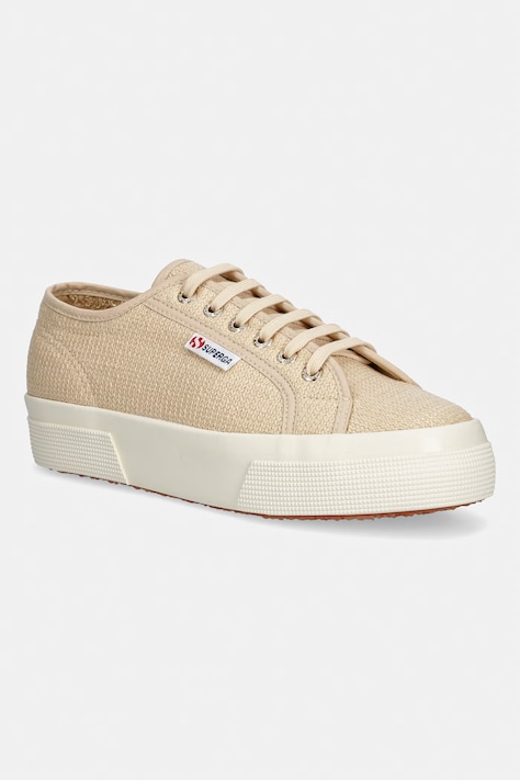 Superga 2740 PLATFORM RAFFIA tenisówki damskie brązowe niskie S41518W.A0K