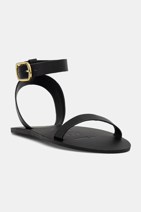 Manebi sandały damskie skórzane Black one band with buckle Leat czarne Q 3.4 Y0