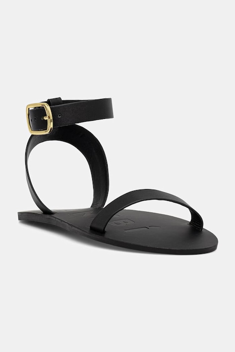 Manebi sandały damskie skórzane Black one band with buckle Leat czarne Q 3.4 Y0