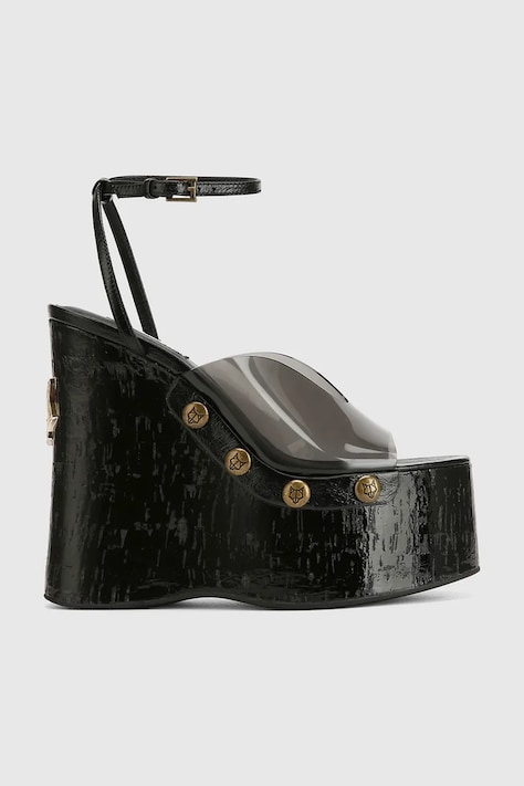 Naked Wolfe sandale cu talpă compensată de damă negre Tiger.Lilly