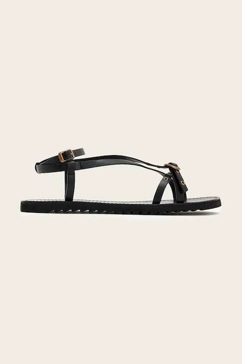 AllSaints sandale s otvorenom petom za žene od kože Tyla Eyelet Sandal crne W120FE